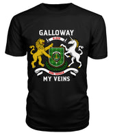 Galloway District Tartan Crest 2D T-shirt - Blood Runs Through My Veins Style
