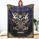 Kinnaird Tartan Crest Premium Blanket - Celtic Stag style