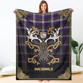 MacDonald Dress Modern Tartan Crest Premium Blanket - Celtic Stag style