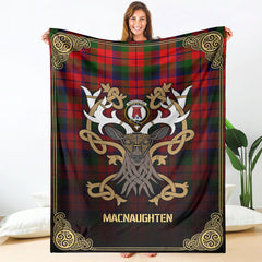 MacNaughten Tartan Crest Premium Blanket - Celtic Stag style