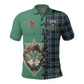 Stevenson Tartan Polo Shirt - Lion Rampant And Celtic Thistle Style - Adult/Kid