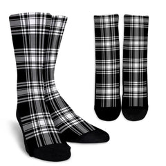 Menzies Black & White Modern Tartan Crew Socks