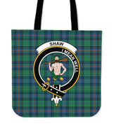 Shaw of Sauchie Tartan Crest Tote Bag