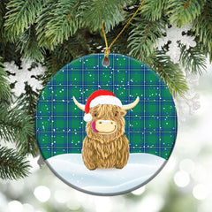 Irvine Ancient Tartan Christmas Ceramic Ornament - Highland Cows Style