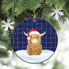Kirkaldy Tartan Christmas Ceramic Ornament - Highland Cows Style