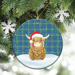 MacIntyre Hunting Ancient Tartan Christmas Ceramic Ornament - Highland Cows Style