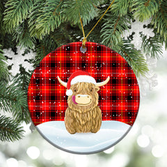 McIvor Tartan Christmas Ceramic Ornament - Highland Cows Style