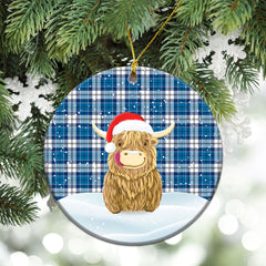 Roberton Tartan Christmas Ceramic Ornament - Highland Cows Style