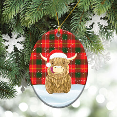 MacPhee Modern Tartan Christmas Ceramic Ornament - Highland Cows Style