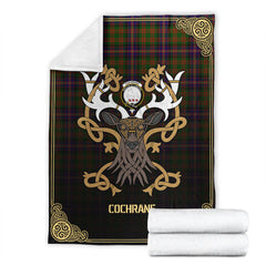 Cochrane Modern Tartan Crest Premium Blanket - Celtic Stag style