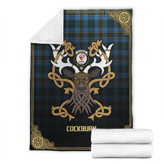 Cockburn Modern Tartan Crest Premium Blanket - Celtic Stag style
