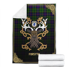 Forsyth Modern Tartan Crest Premium Blanket - Celtic Stag style