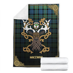 MacEwan Ancient Tartan Crest Premium Blanket - Celtic Stag style