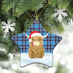 Elliott Ancient Tartan Christmas Ceramic Ornament - Highland Cows Style