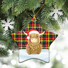 McIndoe Tartan Christmas Ceramic Ornament - Highland Cows Style