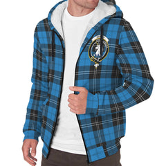 Ramsay Blue Ancient Tartan Crest Sherpa Hoodie
