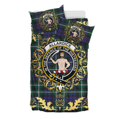 Allardice Tartan Crest Bedding Set - Golden Thistle Style