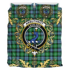 Arbuthnot Ancient Tartan Crest Bedding Set - Golden Thistle Style