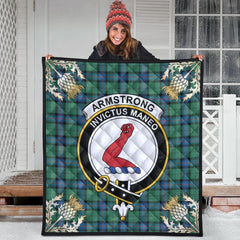 Armstrong Ancient Tartan Crest Premium Quilt - Gold Thistle Style