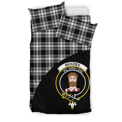 Menzies Black & White Modern Family Tartan Crest Wave Style Bedding Set