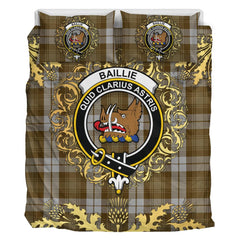 Baillie Dress Tartan Crest Bedding Set - Golden Thistle Style