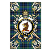 Baird Ancient Tartan Crest Black Garden Flag - Gold Thistle Style