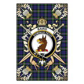 Baird Modern Tartan Crest Black Garden Flag - Gold Thistle Style