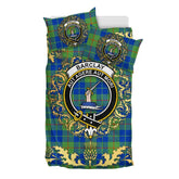 Barclay Hunting Ancient Tartan Crest Bedding Set - Golden Thistle Style