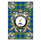 Barclay Hunting Ancient Tartan Crest Black Garden Flag - Gold Thistle Style