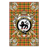 Baxter Tartan Crest Black Garden Flag - Gold Thistle Style