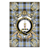 Bell Of The Borders Tartan Crest Black Garden Flag - Gold Thistle Style