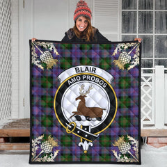 Blair Modern Tartan Crest Premium Quilt - Gold Thistle Style