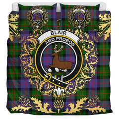 Blair Modern Tartan Crest Bedding Set - Golden Thistle Style