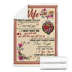 Scots Print Blanket - Fraser Tartan Crest Blanket To My Wife Style, Gift From Scottish Husband