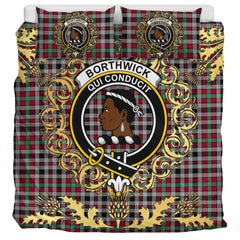 Borthwick Ancient Tartan Crest Bedding Set - Golden Thistle Style