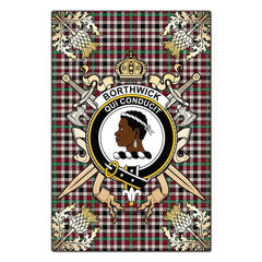Borthwick Dress Ancient Tartan Crest Black Garden Flag - Gold Thistle Style
