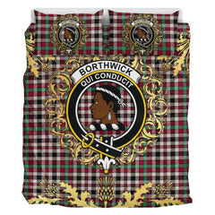 Borthwick Dress Ancient Tartan Crest Bedding Set - Golden Thistle Style