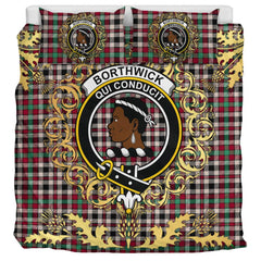 Borthwick Dress Ancient Tartan Crest Bedding Set - Golden Thistle Style