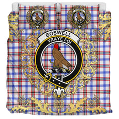 Boswell Modern Tartan Crest Bedding Set - Golden Thistle Style