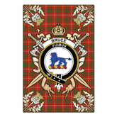 Bruce Modern Tartan Crest Black Garden Flag - Gold Thistle Style
