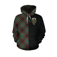 Buchan Ancient Tartan Hoodie Half of Me - Cross Style