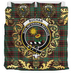 Buchan Ancient Tartan Crest Bedding Set - Golden Thistle Style