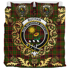 Buchan Modern Tartan Crest Bedding Set - Golden Thistle Style