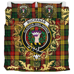 Buchanan 01 Tartan Crest Bedding Set - Golden Thistle Style