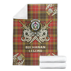 Buchanan Old Set Weathered Tartan Gold Courage Symbol Blanket