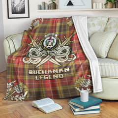 Buchanan Old Set Weathered Tartan Gold Courage Symbol Blanket