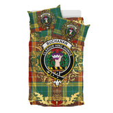 Buchanan Old Sett Tartan Crest Bedding Set - Golden Thistle Style