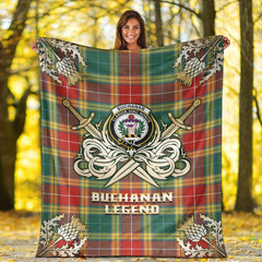 Buchanan Old Sett Tartan Gold Courage Symbol Blanket
