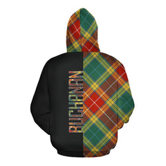 Buchanan Old Sett Tartan Hoodie Half of Me - Cross Style