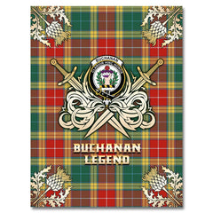 Buchanan Old Sett Tartan Gold Courage Symbol Blanket